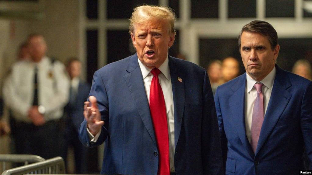 美国前总统唐纳德·特朗普(Donald Trump)2024年5月16日对媒体发表评论。 (媒体联访照片)