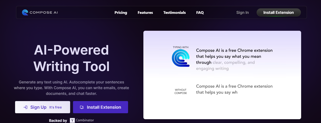 Compose AI: Best for free AI-powered writing assistance.