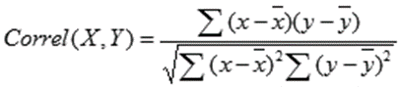 excel correlation formula