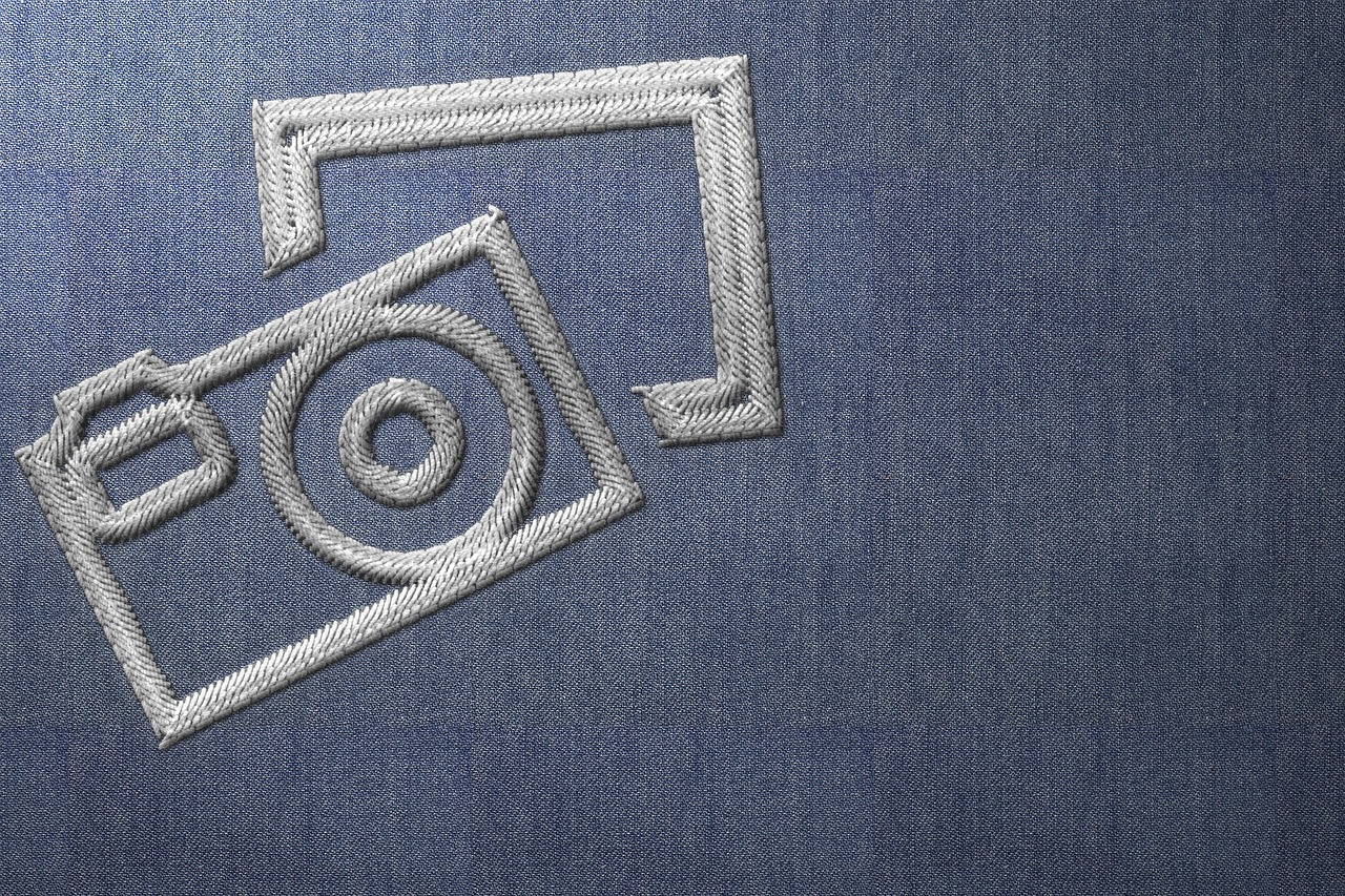 Camera Icon Embroidered on Fabric