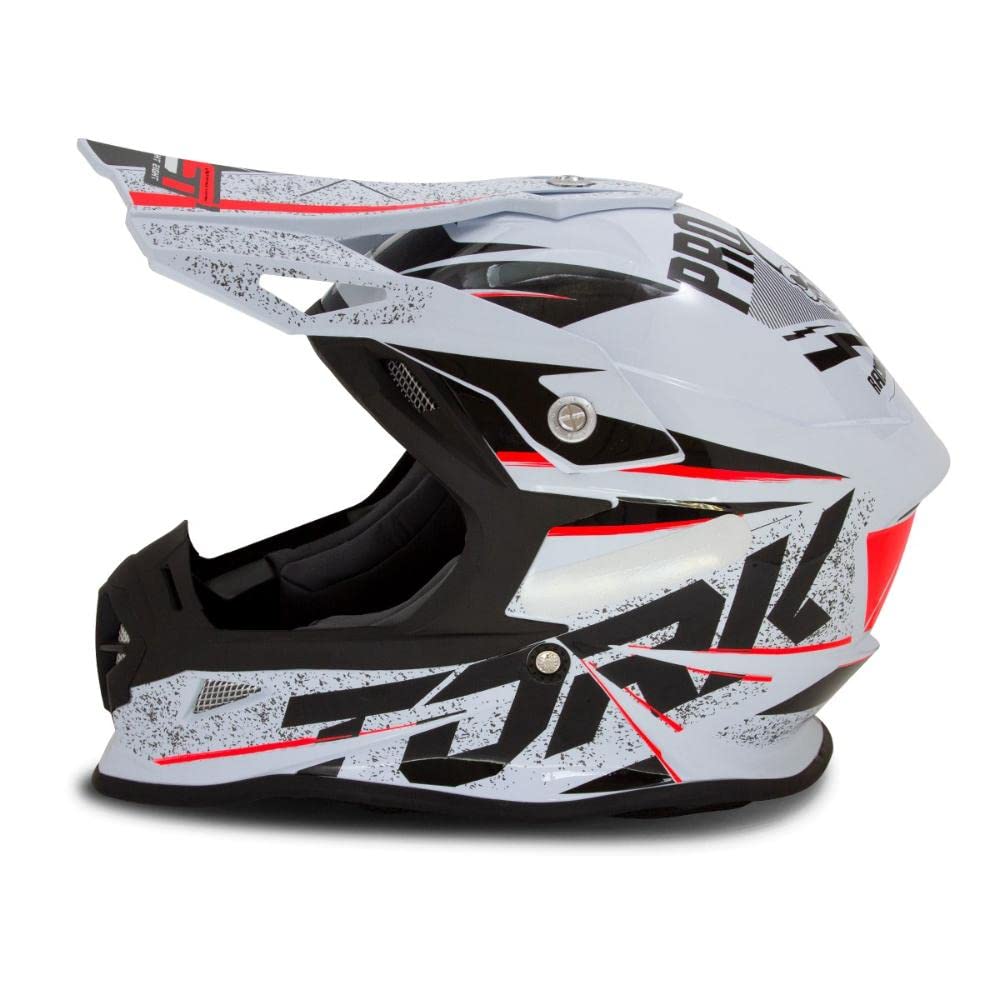 Capacete Motocross Pro Tork Fast 788 Skull Branco/Vermelho 62