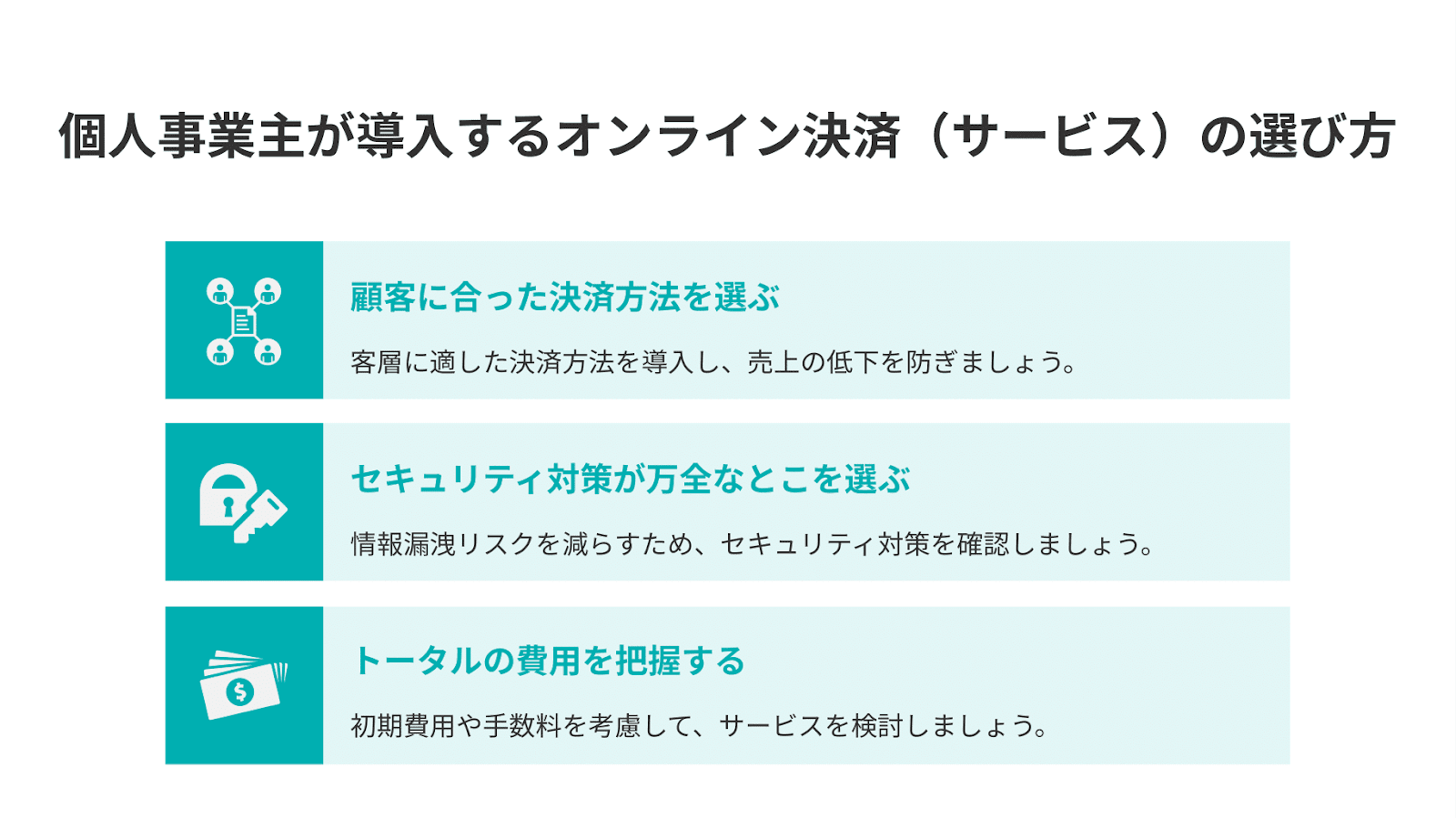 個人事業主が導入するオンライン決済（サービス）の選び方