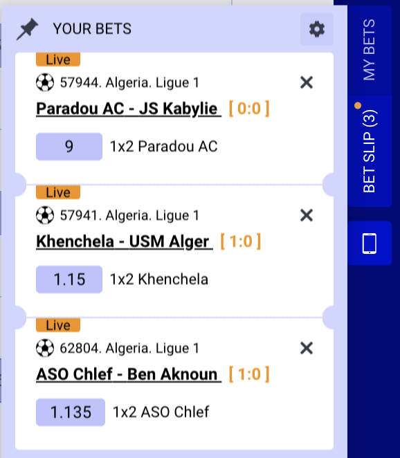 Paripesa betslip