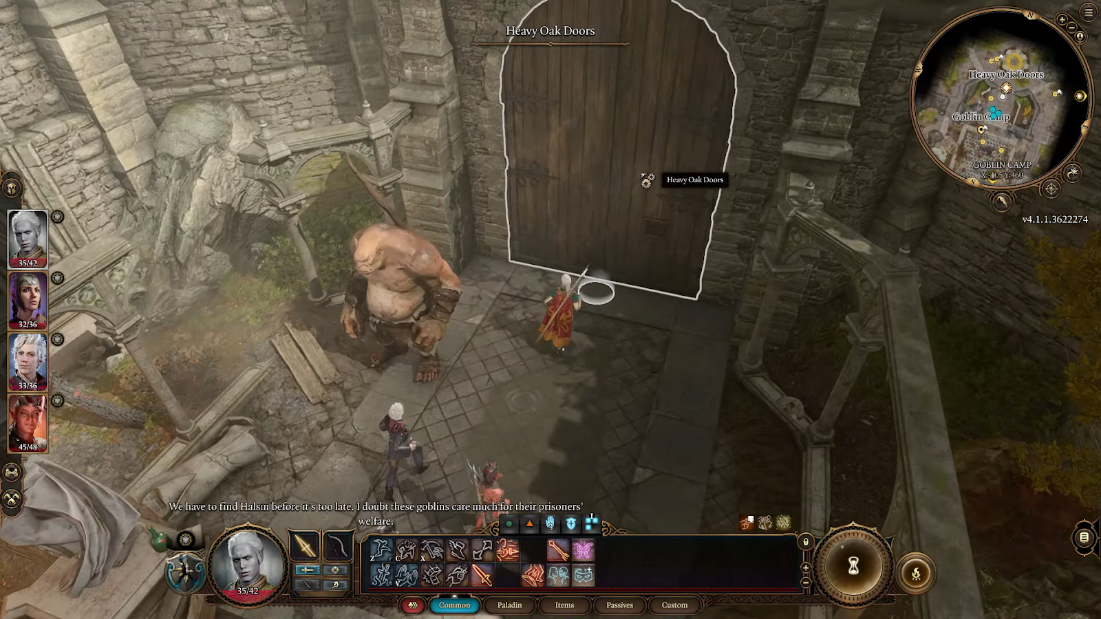 A screenshot of the Heavy Oak Door in the Goblin Camp. 