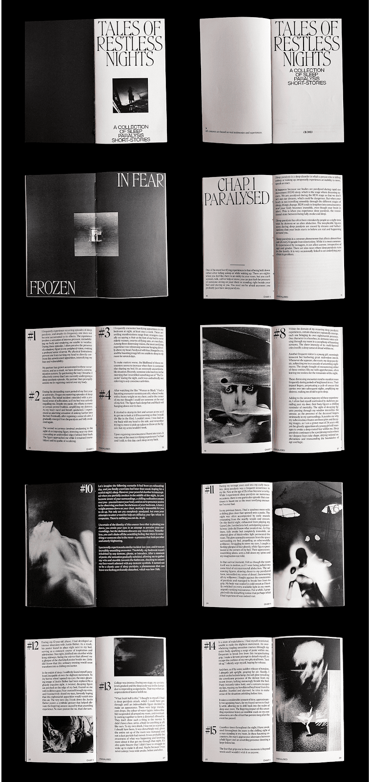 editorial design  Collection typography   Photography  graphic design  book sleep paralysis black and white publication book design