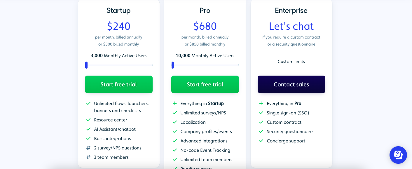 pricing plans for userflow