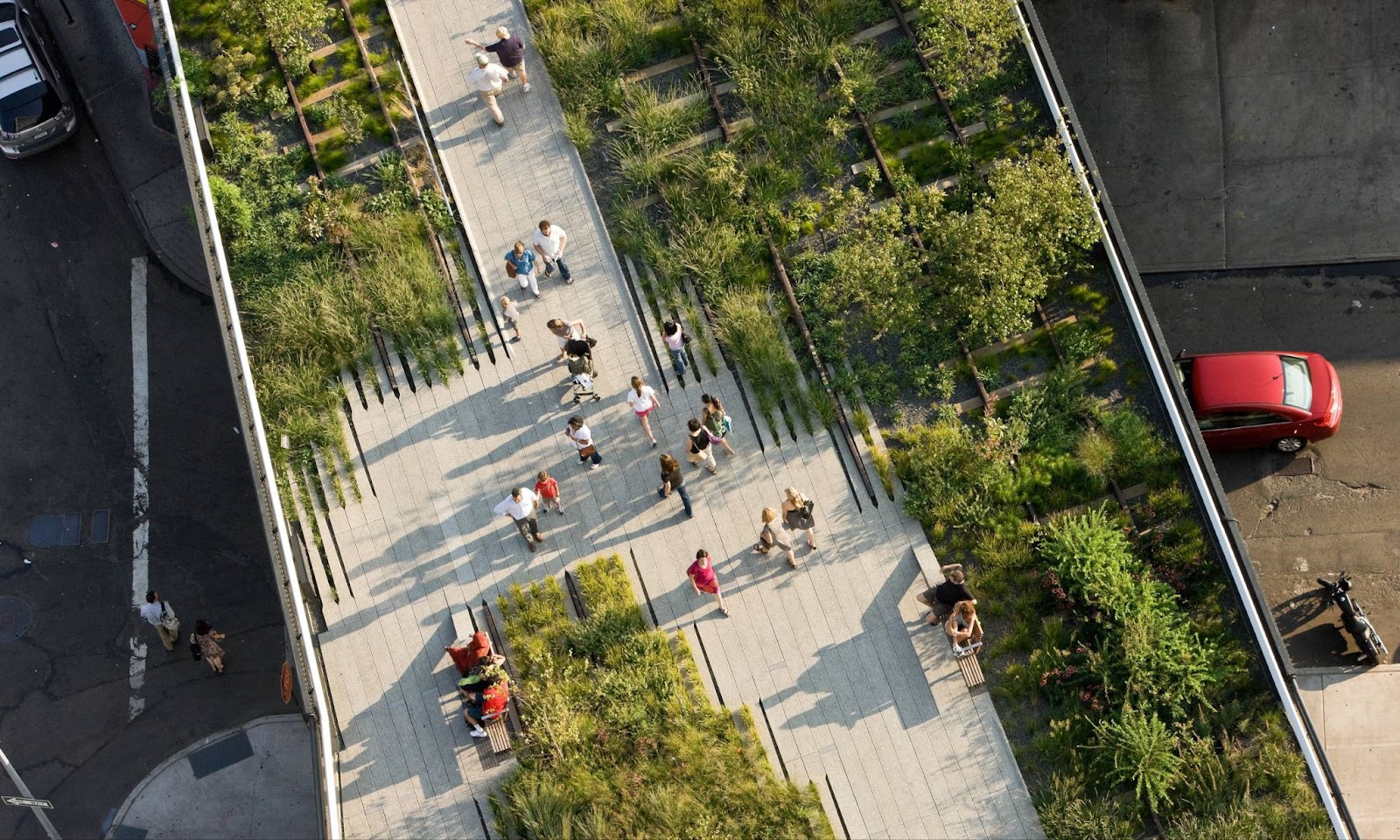 Vista aérea del High Line, el corredor verde de Nueva York