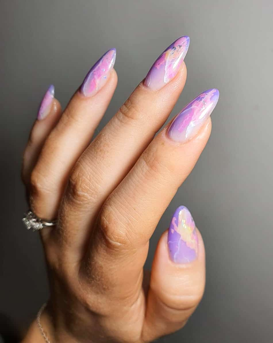 Marbled Purple Ombre Manicure