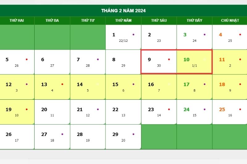Lịch nghỉ tết nguyên đán 2023
