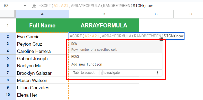 random assignment google sheets