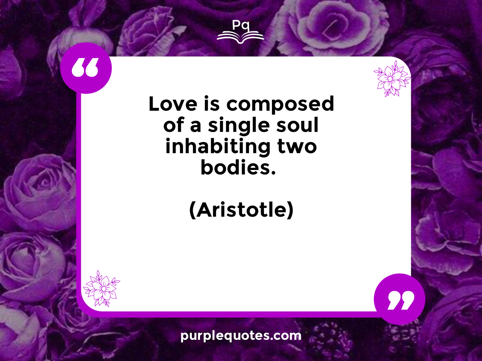 love is composed of a single soul inhabiting two bodies, quote by Aristotle.