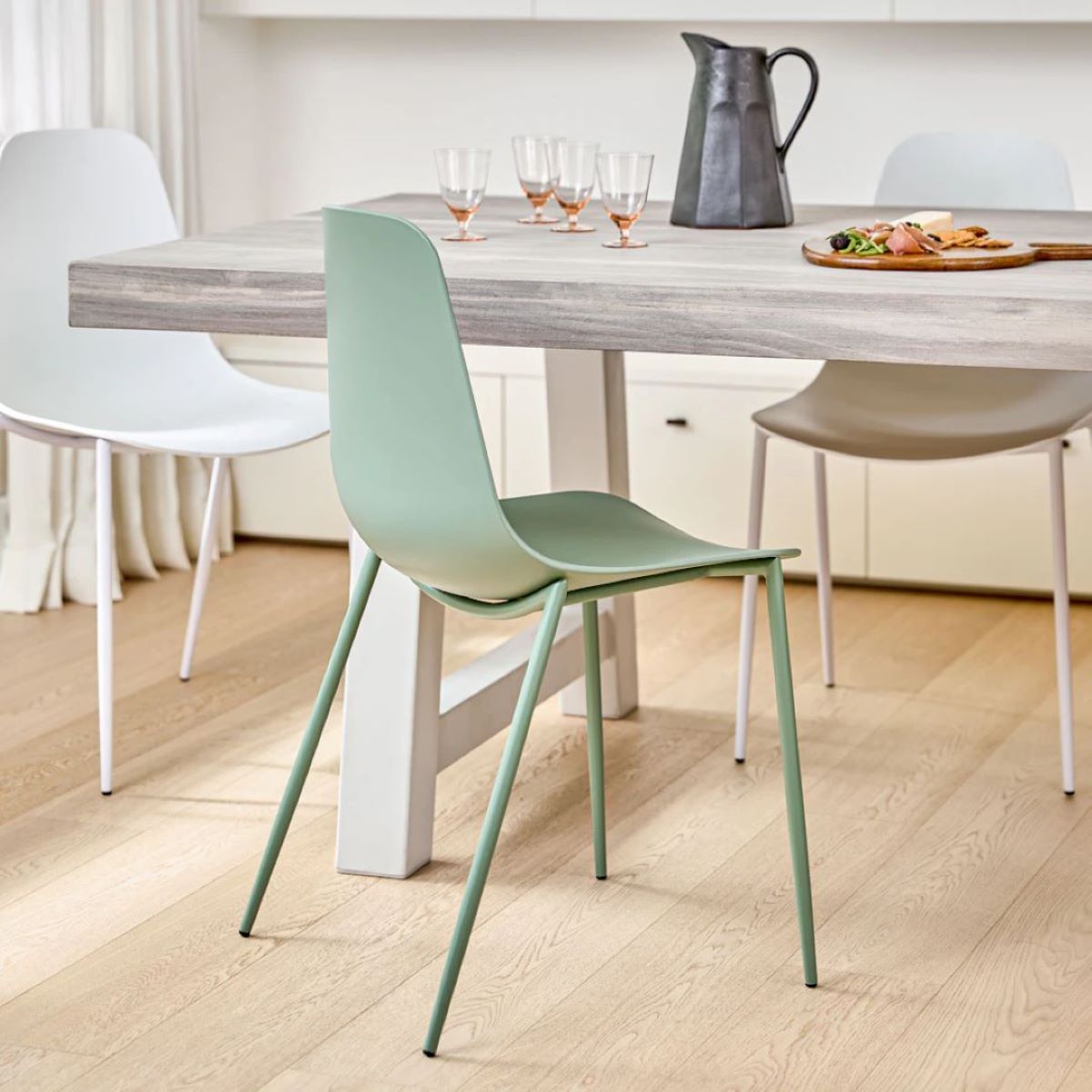 Aloe Green Polypropylene Armless Dining Chair from Article