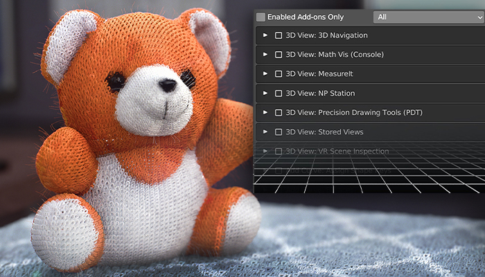 Hyper realistic render of a teddy bear with enabled add ons options