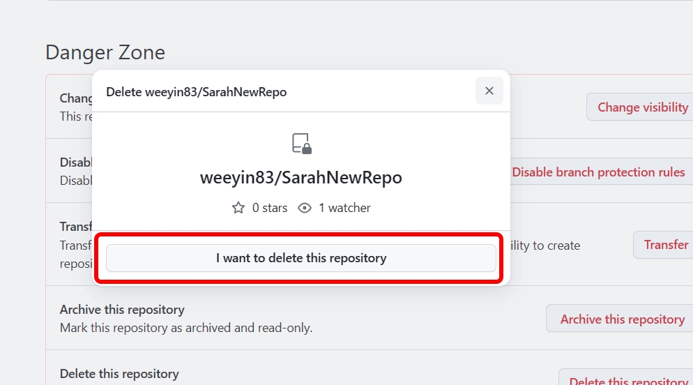 Delete GitHub repository
