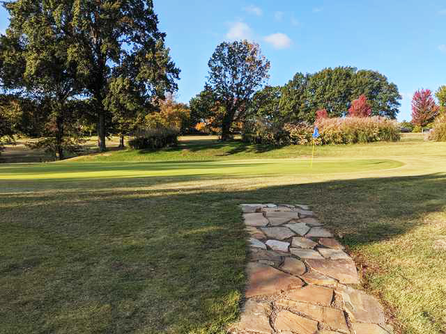 The flagstone pathway.