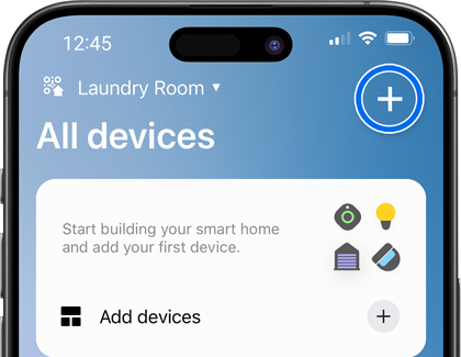 Add icon highlighted on the SmartThings home screen on a iPhone