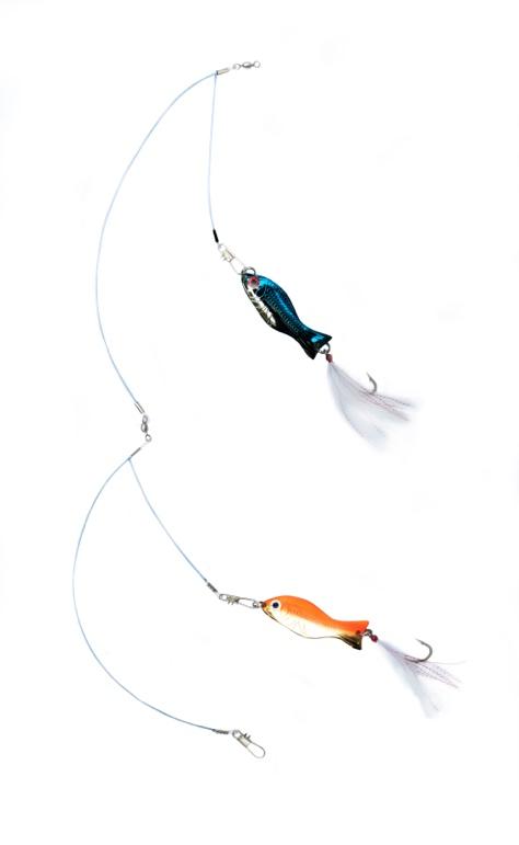 Close-up of a fishing lure

Description automatically generated