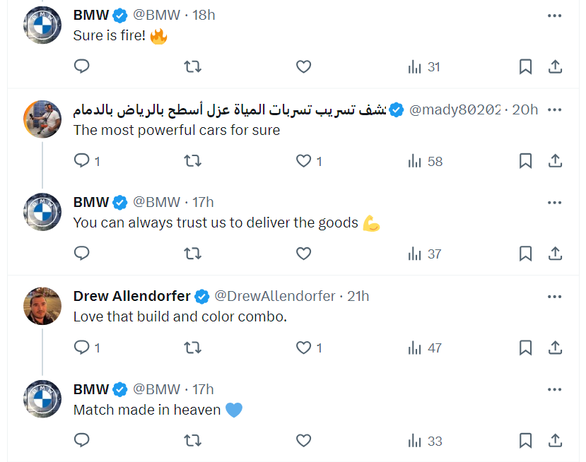 BMW’s interaction with followers