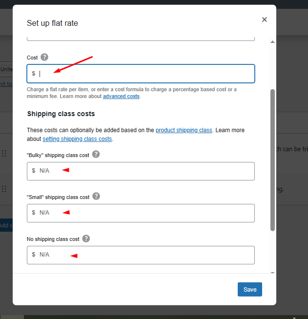 configure WooCommerce Shipping classes