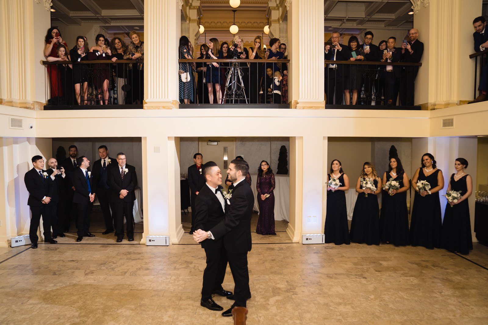 Providence Public Library Wedding Photo of the grooms by Boston Wedding Photographer Nicole Chan Photography