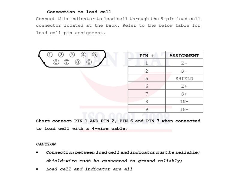 Kết nối đầu cân điện tử XK3190-A9 yaohua với loadcell