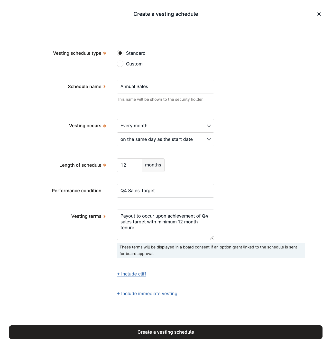 Managing Vesting and Performance Conditions