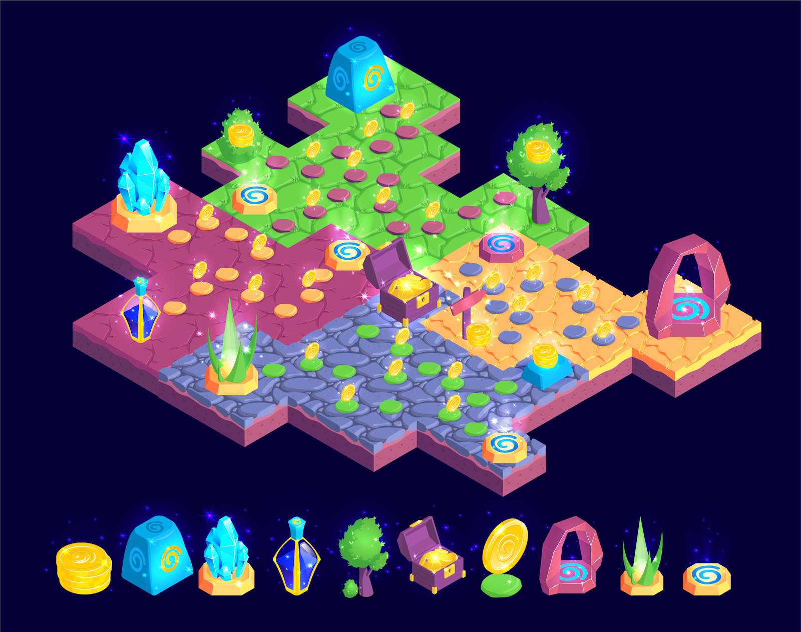 An image of a strategy games with other objects and different forms