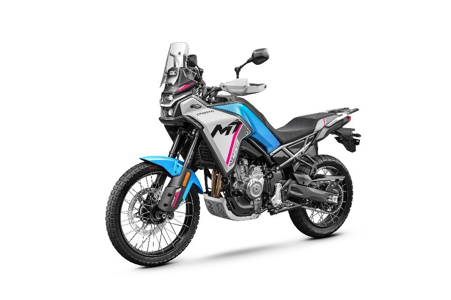 A blue and black motorcycle

Description automatically generated