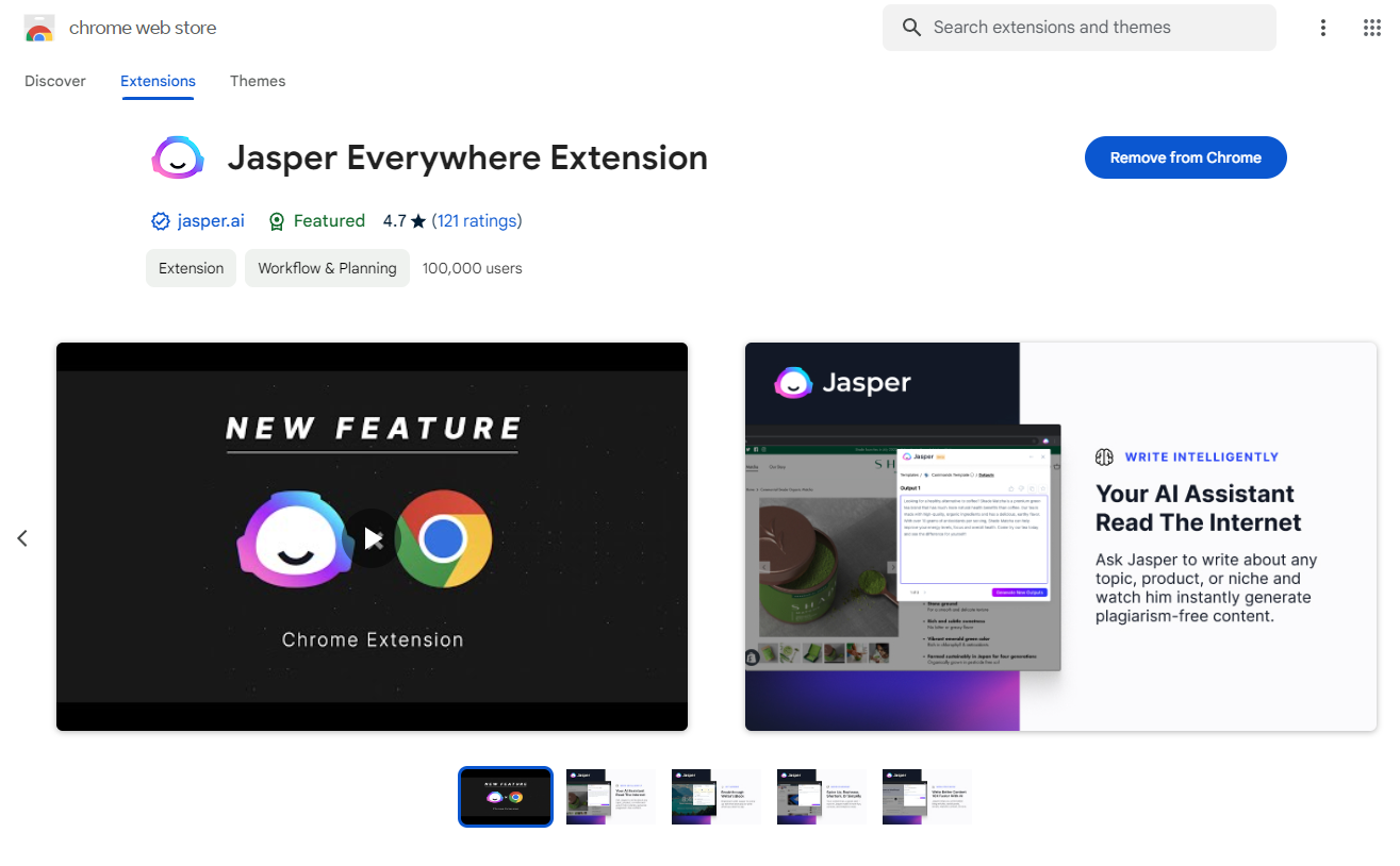 Google Chrome Extension with Jasper AI