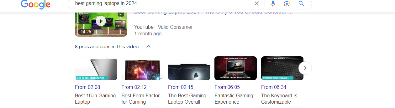 oogle SERP for “best gaming laptops in 2024”