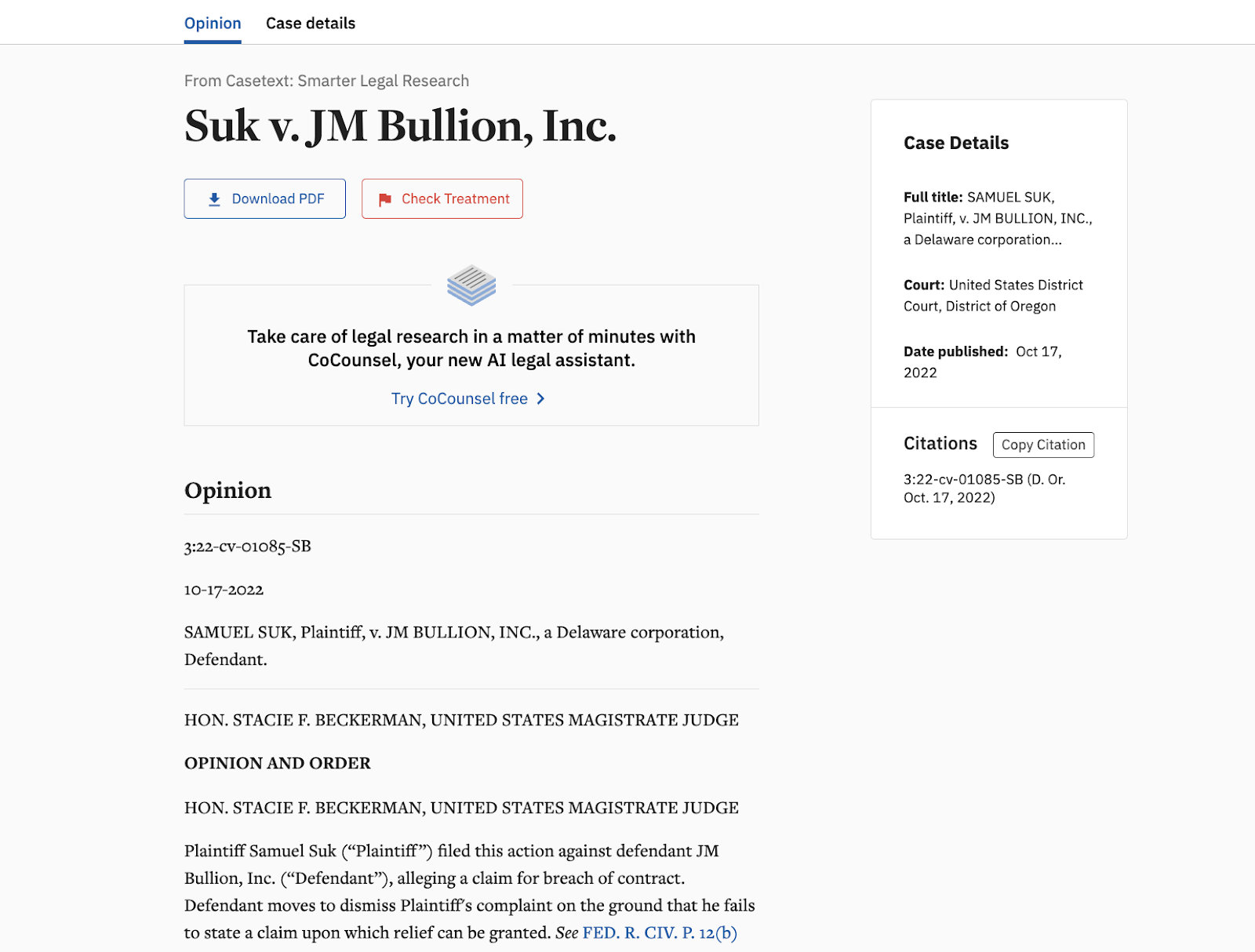 JM Bullion lawsuit 1