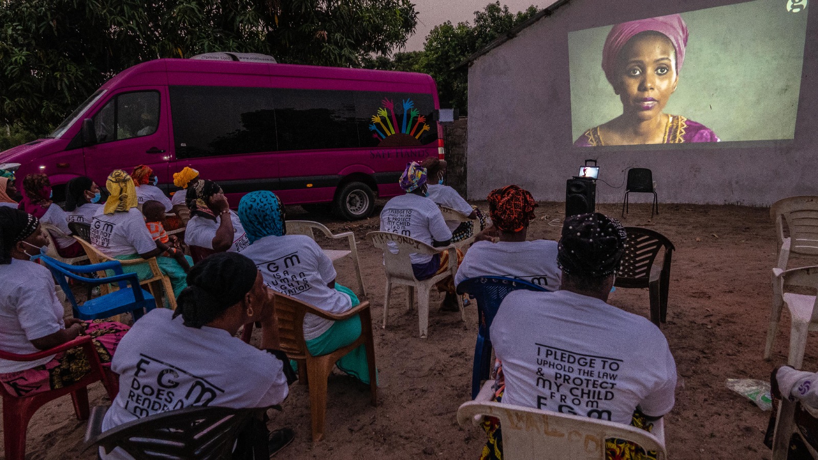 The 'Pink Bus' campaign, led by Jaha Dukerah in the Gambia.