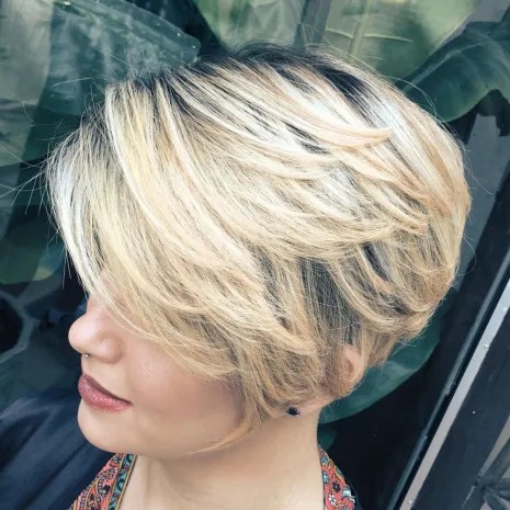  Feathered Layers and a Blonde Pixie Bob Pixie Haircuts For Thick hair