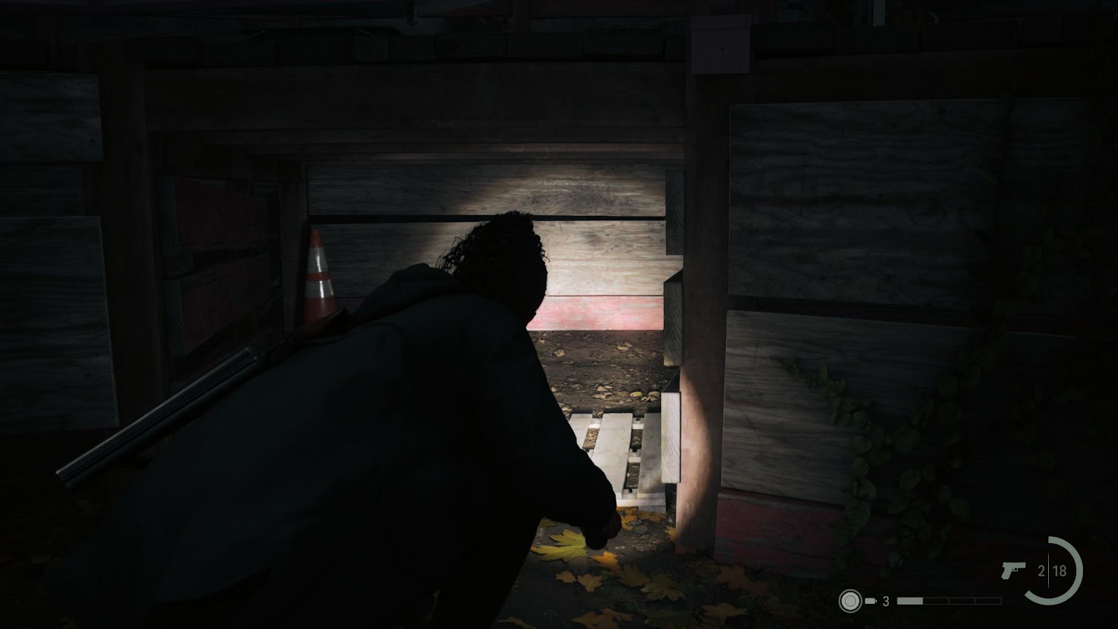 An in game screenshot of Saga from Alan Wake II. 