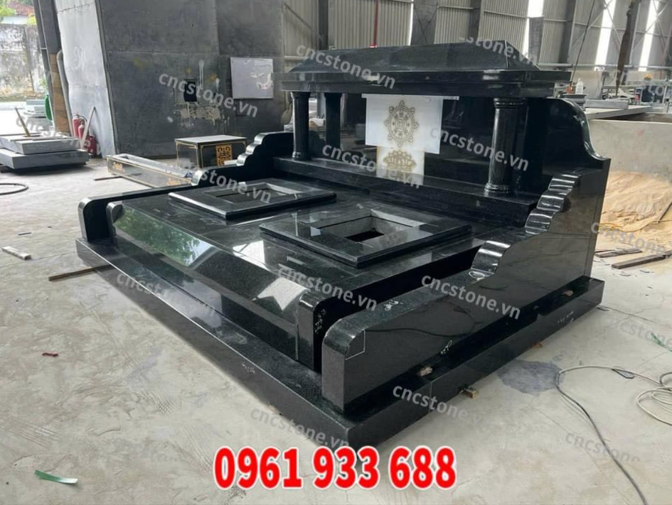 Mộ đá kim sa trang trí họa tiết đẹp mắt tại CNC Stone