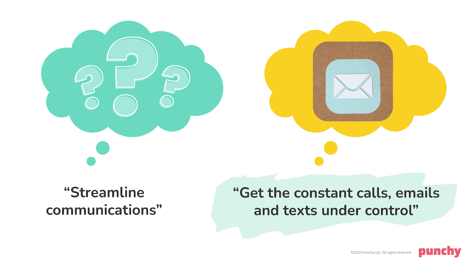 "Streamline communications" vs.  “Get the constant calls, emails, and texts under control”