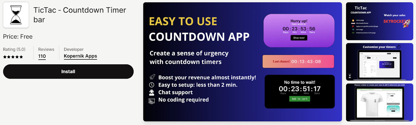 TicTac countdown timer app