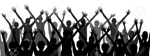 A group of people with their hands up

Description automatically generated
