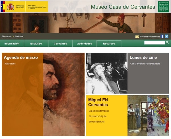 web del Museo Casa de Cervantes de Valladolid