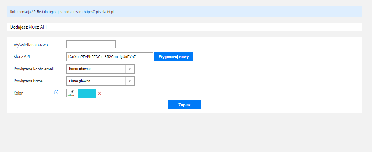Wygeneruj własny Klucz API w Panelu Administracyjnym Sellasist