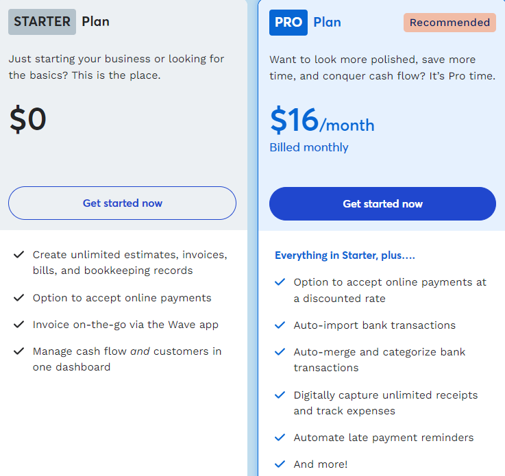 Pricing Plans for Wave