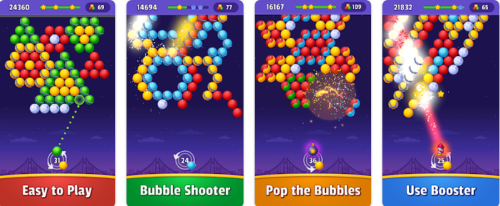 View of Bubble Party shooter game available in the Google Play Store. 
