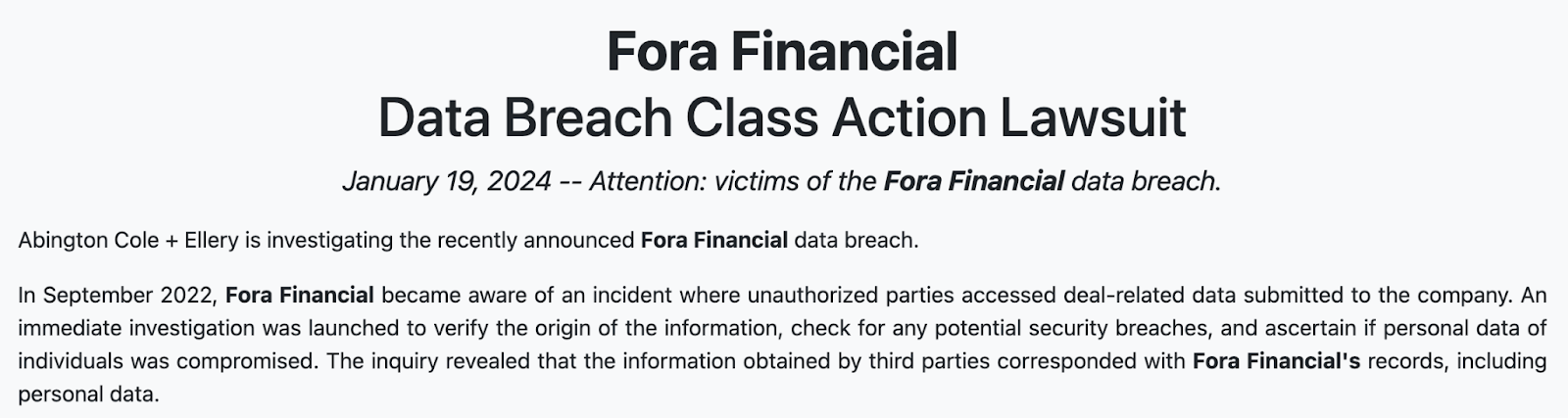 Fora Financial Lawsuit