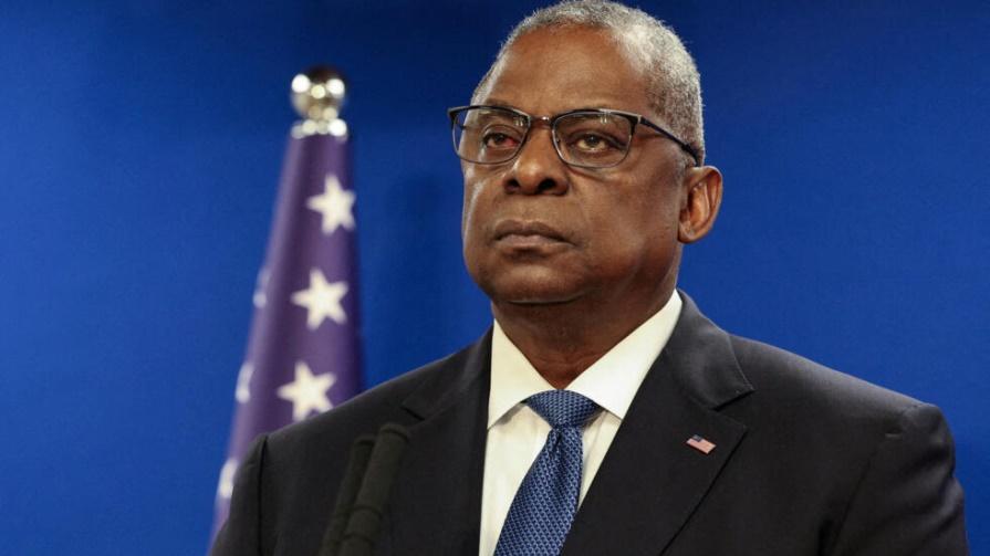 U.S. Secretary of Defense Lloyd Austin looks on during a joint press conference with Israeli Defense Minister Yoav Gallant at Israel's Ministry of Defense in Tel Aviv, Israel December 18, 2023.