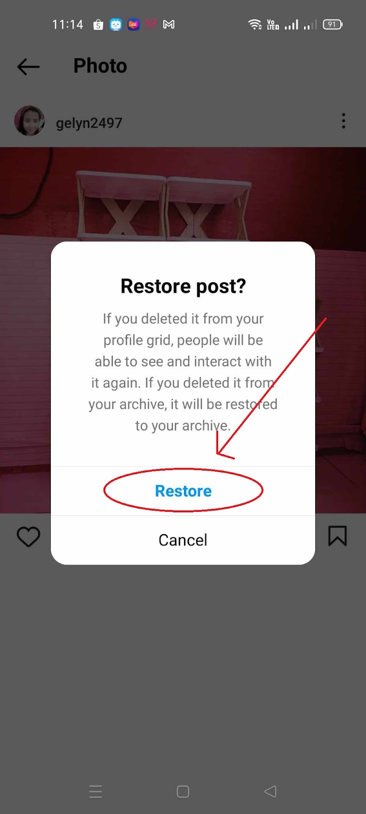 How to Rearrange Photos on Instagram Post - Confirm Restore