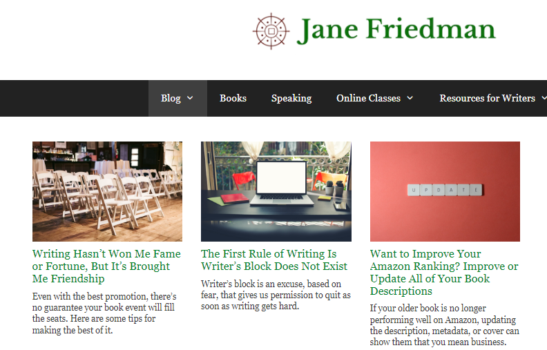 Jane Friedman Blog Web Page