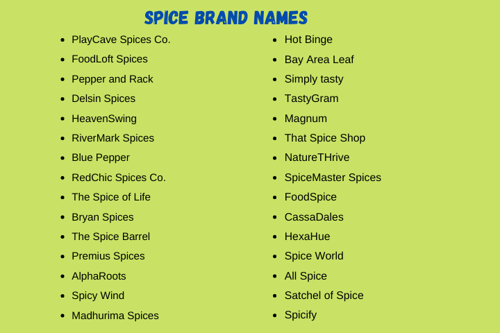 Spice Brand Names