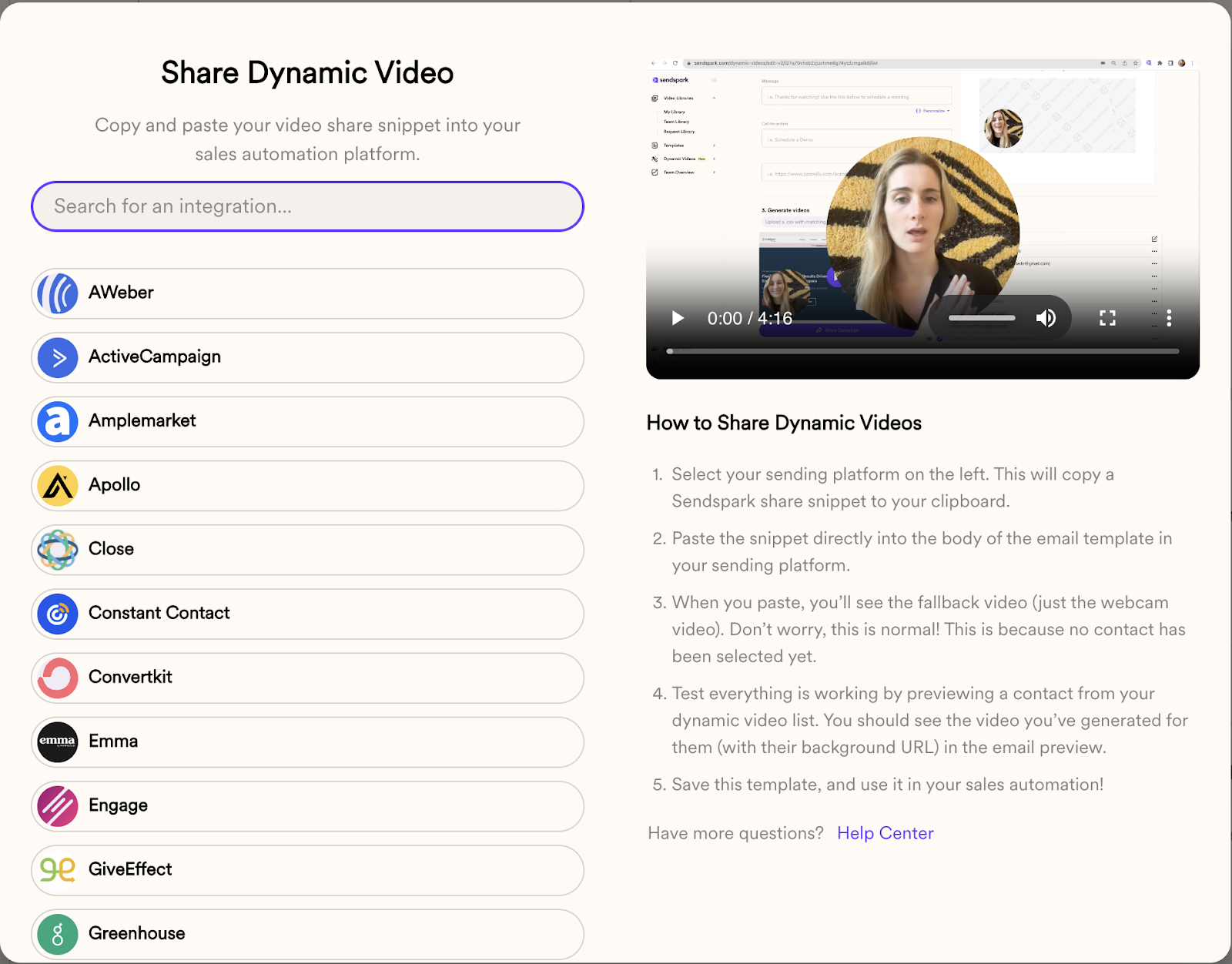Image showing you all the platforms you can send dynamic videos in.