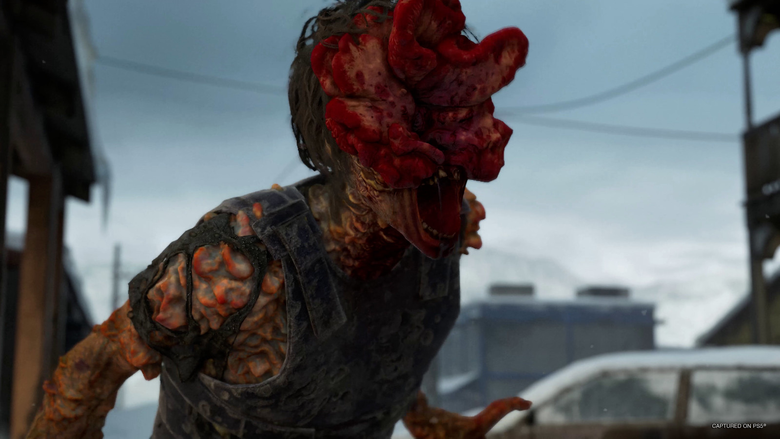 An in game screenshot of a Clicker in The Last of Us Part 2 Remastered