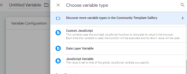 Choose a variable type in GTM for the GA4 Recommended Event